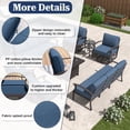 thumbnail image 2 of Kullavik  Aluminum Outdoor Patio Furniture with Curved Armrests & Firepit Table 7 seats w/FirePit - Navy Blue, 2 of 5