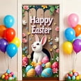 thumbnail image 4 of zhangmingg Rideau de Porte de Pâques Panneau de Bienvenue avec Lapin Coloré Œuf Suspendu pour Fête Intérieure Extérieure, 4 of 4
