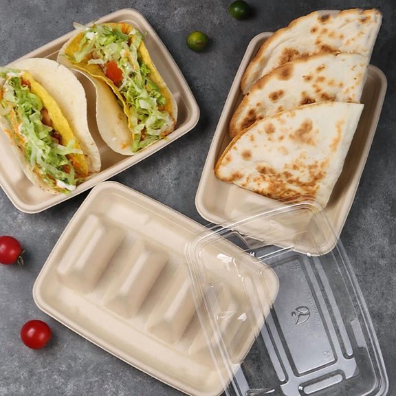 yilyih (50Pcs) Taco Holder Disposable,Taco Holder Plates Disposable,Paper Taco Tray,Taco Plate Serving Set for A Party,Taco Holder Stand,Taco Plates for Party,Taco Plates with Dividers