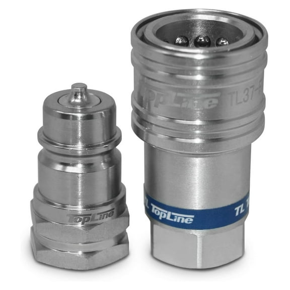 1/2" NPT Thread Hydraulic Quick Connect Coupler | ISO 5675 Poppet Style | Ag Tractor, Bobcat, Skid Steer Loader | Heavy-Duty Steel with Dust | Model TL37