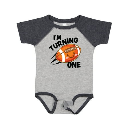 

Inktastic Birthday I m Turning One with Football Gift Baby Boy or Baby Girl Bodysuit