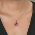 thumbnail image 2 of Gem Stone King 925 Sterling Silver Pink Mystic Topaz Pendant Necklace for Women (4.50 Cttw, Oval 11X9MM, Gemstone Birthstone, with 18 inch Silver Chain), 2 of 4