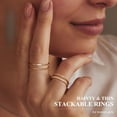 thumbnail image 2 of 14K Gold Plated 1.3mm Thin Stackable Rings for Women - Minimalist Non Tarnish Half Cubic Zirconia Band Rings - Dainty Trendy Statement Stacking Rings Set Size 5-10, 2 of 6