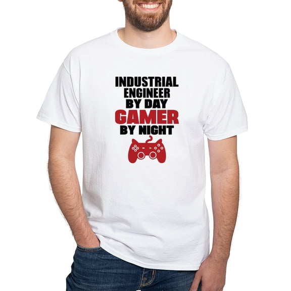 CafePress - INDUSTRIAL ENGINEER BY DAY GAMER BY NIGHT T Shirt - Men's White Classic Cotton T-Shirts