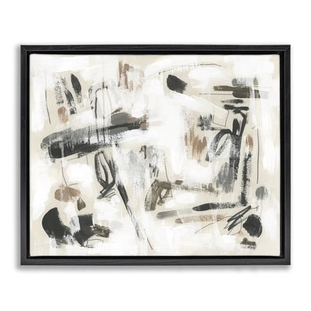 Stupell Industries Subtle Abstract Brush Strokes Abstract Painting Black Floater Framed Canvas Art Print Wall Art 21 x 17