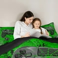 thumbnail image 4 of jejeloiu Game Bedding Comforter Set 7-Piece,Green Gamepad Controller King Bedding Sets,Wild Spider Webs Bed Sheets For Boy,Microfiber Room Decor Reversible, 4 of 8