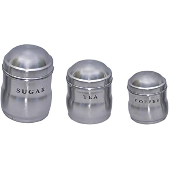 SynSpiritStore Maharaja Set - 750 ml, 500 ml, 350 ml Steel Tea Coffee & Sugar multisize Container Set