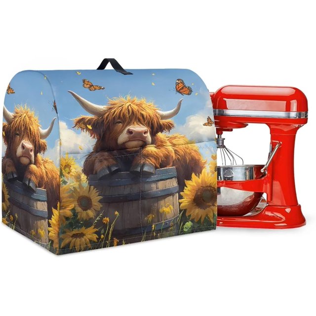 Kitchen Aid Stand Mixer Covers Highland Cow Sunflower Kitchen Appliance Dust Covers Protective Compatible with 6-8 Quart Kitchen Aid Stand Mixer
