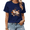 1-Blue, variant on UNISHE Women's Navy Blue Fantasy Antler Bunny Graphic Short Sleeve T-Shirt Summer Daily Top
