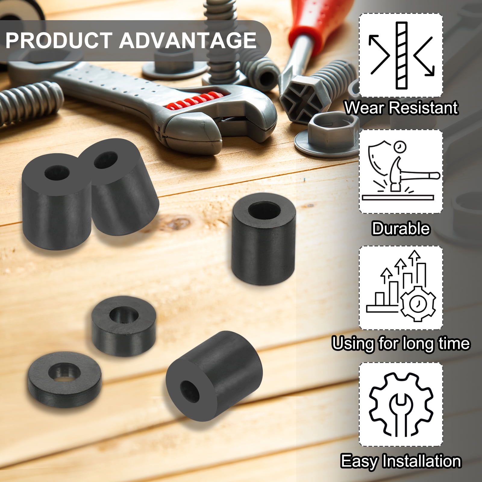 Uxcell 50 Pcs 0.4"ID x 1"OD x 0.4"T Multi Purpose Rubber Spacer