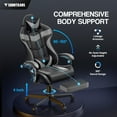 thumbnail image 3 of Soontrans Grey Gaming Chair with Footrest, High Back Game Gamer with Massage Lumbar Pillow & Headrest, Ergonomic Computer Office Chair Leather Chairs, Grey, 3 of 7
