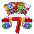 thumbnail image 3 of Juego de vajilla para decoración de fiesta de cumpleaños de Los Vengadores, mantel, vasos de papel, platos y globos de Iron Man, suministros para cumpleaños de bebé, 3 of 5