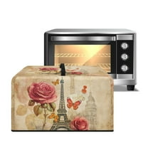 TSOVTHRID Eiffel Tower Rose Butterfly Print Microwave Oven Dust Cover Dust Cover for Microwave Oven Universal Small Appliance Dust Covers Dirt and Fingerprint Protection, 18.25"W x 14.5"D x 11"H, S