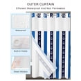 thumbnail image 2 of No Hook Cloth Fabric Shower Curtain with Snap in Liner, Anchor Stripe Waterproof Shower Curtains Set with See Through Top Window, Navy Blue Nautical Coastal White Sea Bath Curtains Shower 72"x72", 2 of 6