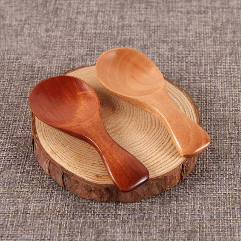 Mini Natural Wooden Spoon Scoop Tea Coffee Condiment Salt Seasoning Sugar  Spoon Ice Cream Tea Leaf