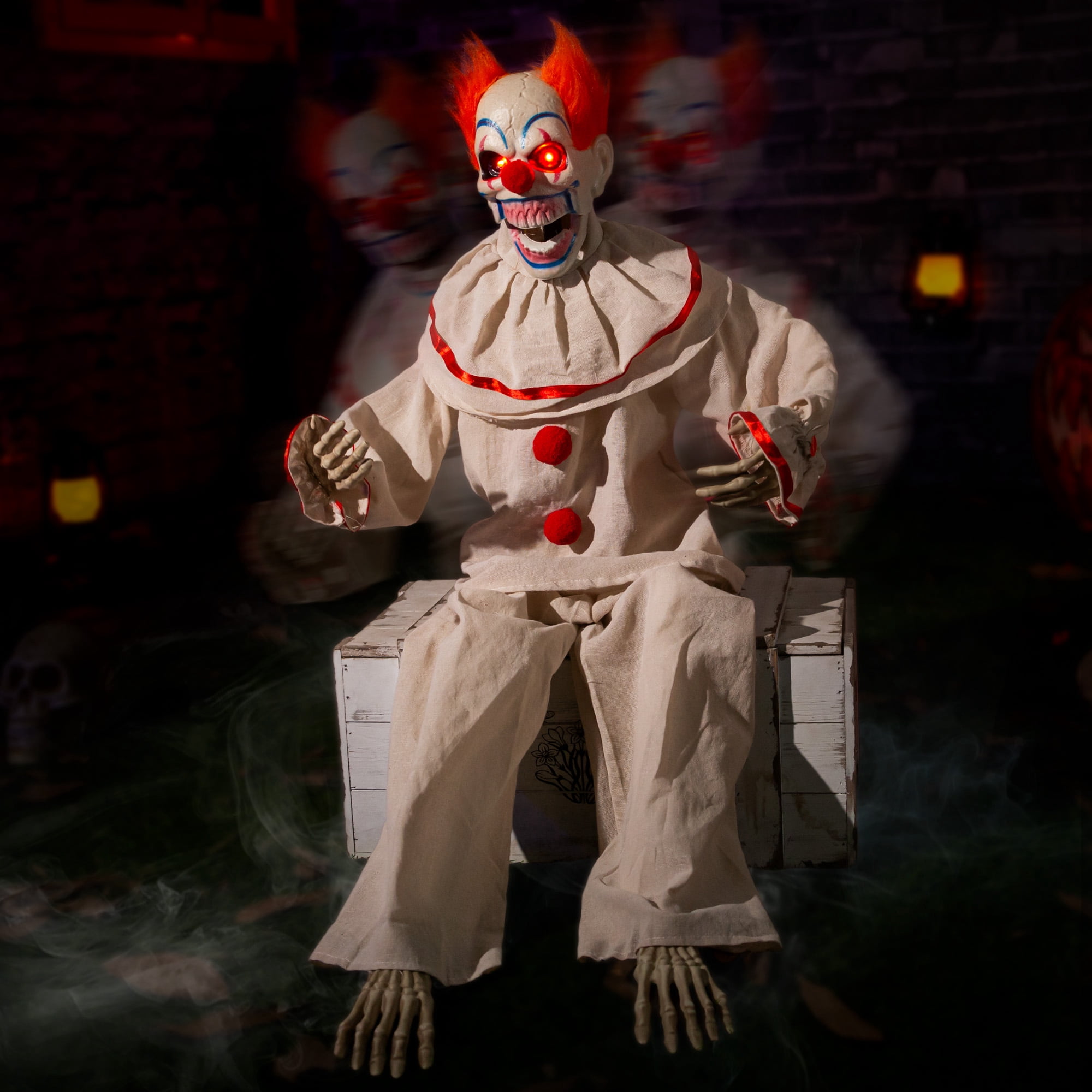 Haunted Hill Farm 32 in Life Size Animatronic Crouching Clown with