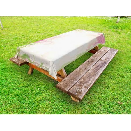 Pink And White Outdoor Tablecloth Pastel Colored Springtime Frame