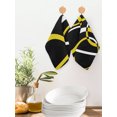 thumbnail image 2 of Yellow Geometric Kitchen Dish Towels for Drying Dishes Set of 3, Modern Abstract Simple Lines Black Waffle Weave Microfiber Hand Tea Bathroom Towels Quick Dry & Absorbent Towel 12x12, 2 of 7