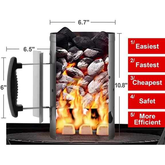 TG4THT-Charcoal Chimney Starter Set Charcoal Chimney Lighter Can A 1472℉ Heat Resistant Grill Glove Portable BBQ Fan Air Blower Outdoor Cooking Charcoal Barbecue Holder Accessories