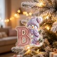 thumbnail image 2 of Purple Snowman Letter Ornament, Flat Acrylic Single Initial Pendant, Xmas Snowman Letter Hanging Decor for Christmas Tree, 2 of 7