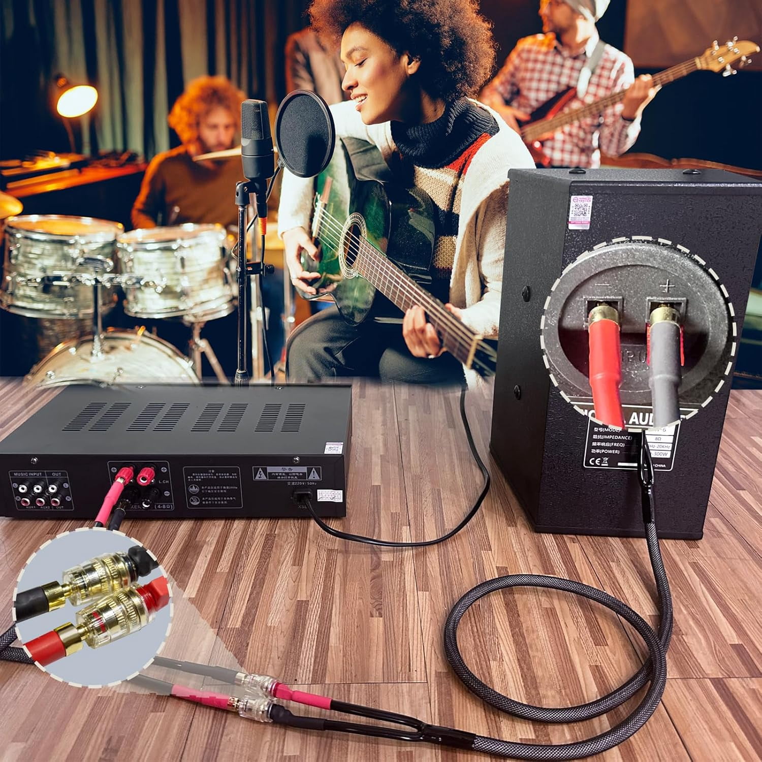 Meamaz 4.26FT Male-to-Female Connectors Banana Plugs Speaker Wire, OFC 12 Gauge Wire 100% Copper Audio Cable,1 Pack
