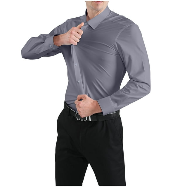 Chemises pour Hommes, Mode Décontractée pour Hommes en Tissu Uni Élastique à Col Rabattu avec Boutons Hauts Chemises