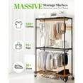 HOKEEPER Heavy Duty Wire Garment Rack with Shelves, Double Rods, Wheels