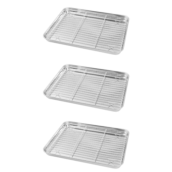 Toyandona Stainless Steel Baking Sheet with Wire Rack for Kitchen 3Sets