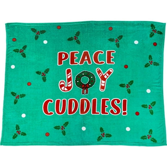 Peace Joy Cuddles! Soft Plush 50x60in Christmas Blanket