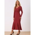 thumbnail image 4 of DARING DIVA Sweater Ribbed Knit Bodycon Long Maxi Fishtail Dress 2XL Red, 4 of 6