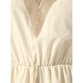 thumbnail image 5 of INSPIRE CHIC Crochet Trim Dress for Women's V Neck Short Sleeve Casual Summer Dresses M Beige, 5 of 6