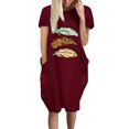 thumbnail image 2 of Leutsin Robe Mode Femme Col Rond Imprimé Plume Manches Courtes Robe Décontractée Ample, 2 of 4