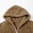 thumbnail image 6 of Women's Fashionable Solid Color Long Sleeved Loose Hooded Zipper Down Plush Jacket, Embroidered Design for Cozy and Chic Look,Camel,S, 6 of 8
