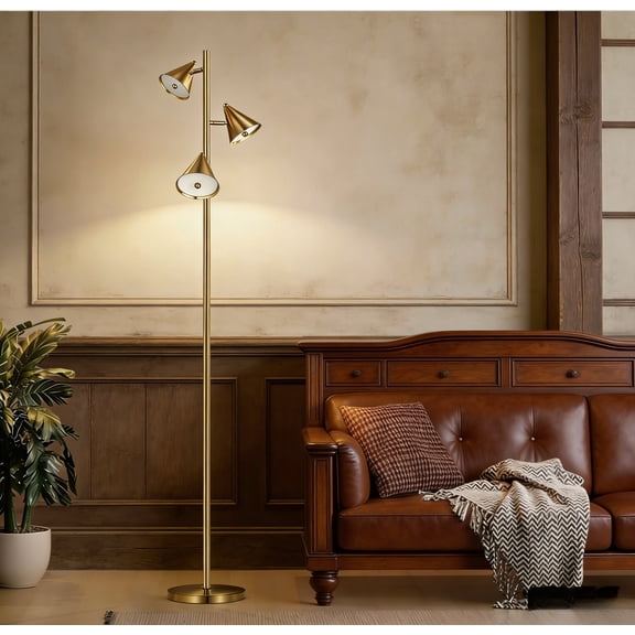 63 in 3 Light  Led Floor Lamp with  Remote Control Bronze ,5CCT & Dimmable,  for Living Room Bedroom Office