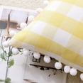 thumbnail image 6 of Bohogeo Fall Retro Farmhouse Plaid Throw Pillow Covers with Pompoms for Sofa Couch, 18x18 Inch, Yellow and White Set of 2, 6 of 7