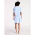 thumbnail image 3 of Time and Tru Women's Cotton Double Cloth Mini Dress with Drop Waist, Sizes XS-XXXL, 3 of 4