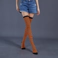 thumbnail image 4 of Paquete de 2 calcetines a rayas Minnieouse talla grande hasta el muslo naranja negro, 4 of 6
