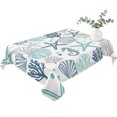 thumbnail image 2 of Teal Blue Coastal Table Cloth Waterproof Tablecloths, Summer Beach Coral Shell Ocean Tablecloth Dining Table Cover for Kitchen Party Tabletop Outdoor, Rectangle Tablecloth 60x84 Inch, 2 of 9