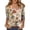 #01Khaki, variant on Womens V Neck 3/4 Length Sleeve Tops Vintage Floral Print Loose Casual Three Quarter Sleeve T Shirts Spring Dressy Blouses Brown M