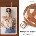 thumbnail image 6 of JASGOOD 2 Pack Suede Belts for Women Fashion Ladies Casual Waist Belt with Gold Buckle, 6 of 8