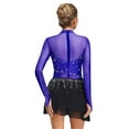 thumbnail image 4 of Zaldita Womens Lyrcial Dance Dress Rhinestone Long Sleeve Chiffon Modern Figure Skating Bodysuit Royal Blue L, 4 of 7