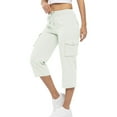 thumbnail image 2 of Pantalons Cargo Capris pour Femmes Pantalons de Randonnée Taille Haute avec Poches Pantalons Larges Femmes Blanc P, 2 of 6