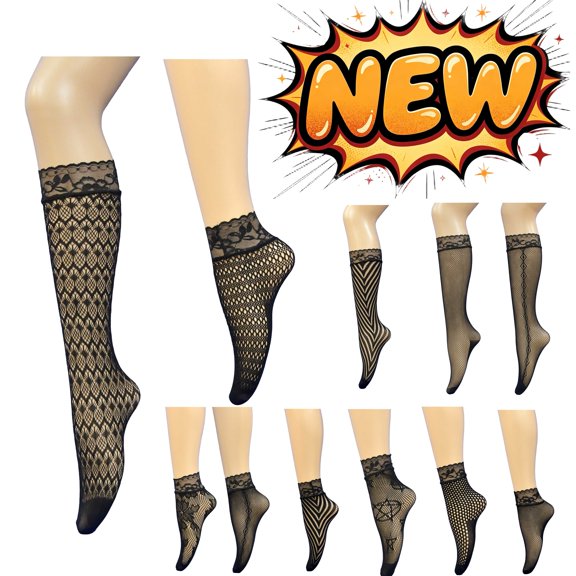 Baikeli Black Mesh Ankle Socks Breathable Nylon Sheer Socks Lightweight Ankle Socks for Women Black Free Size