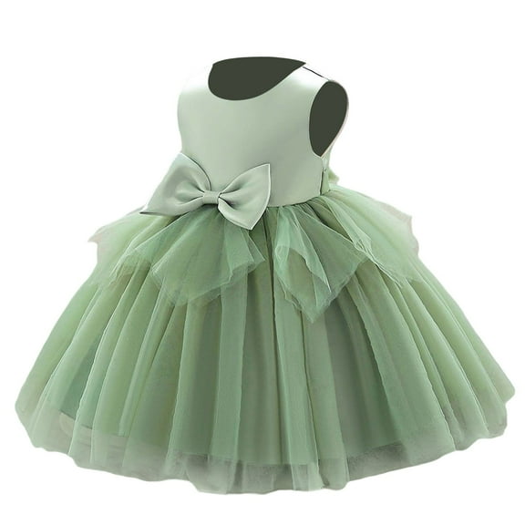 Hihipz Baby Girl Dresses Spring And Fall Solid Sleeveless Mesh Patchwork Dress Kids Girl Wedding Bridesmaid Birthday Party Pageant Dresses,3 -4 Years