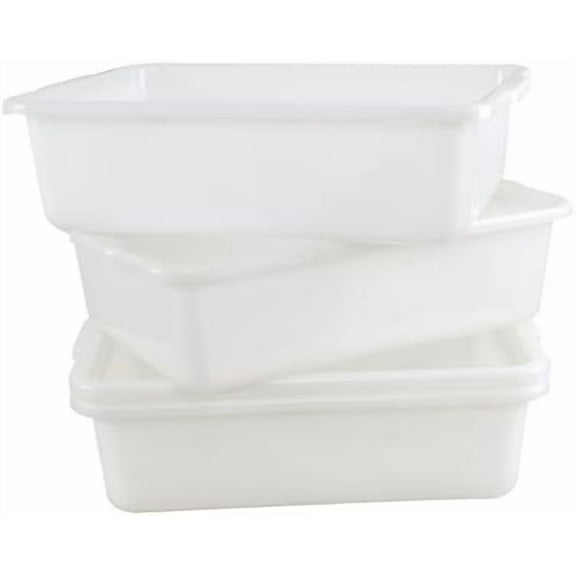 4 Packs 34 Liter Plastic Rectangle Utility Bus , White Commercial Bus Tub $$Storage