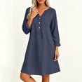 thumbnail image 5 of Lmueinov Summer Dresses for Women Flowy Casual Cotton Linen A-Line Midi Dress with Pockets Fall Vacation Button Front Long Sleeve Tunic Shirt Dress, 5 of 6
