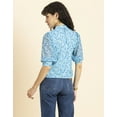 thumbnail image 3 of MoomayaWomens PrintedTurtle Neck Top,Cuffed QuarterSleeves Summer Chic Tops, 3 of 8