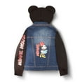 thumbnail image 3 of Disney Minnie Mouse Girl's Hoodie Jean Jacket with Ears - Fashion Hooded Denim Jacket with Sleeve Print for Kids (Size 4-12), 3 of 7