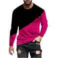 thumbnail image 2 of UVEASISHA Color Block Long Sleeve Shirts for Men Big and Tall Hipster Graphic Tees Fall Casual Crewneck Workout Shirt Stretch Slim Fit Athletic Tops Hot Pink 4XL, 2 of 5