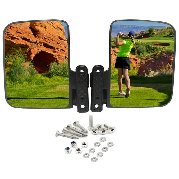 HKOO Golf Cart Folding Side View Mirrors for Club Car, EZGO, Yamaha, Star, Zone Carts, 5" X 7"